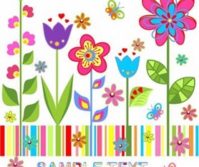 Cute spring floral background vector set 02