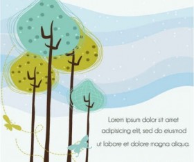 Hand drawn tree plants background vector