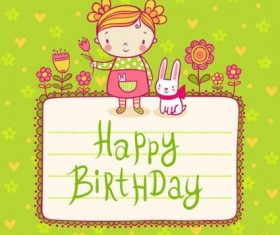 Cute kid birthday card templates vector