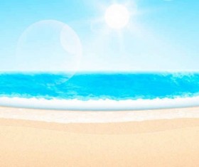 Summer beach with sun background vector set