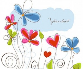 Cute flowers hand painted vector