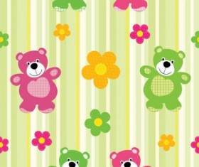 cartoon flower with bear pattern vector