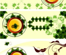 Fresh leaves and transparent cup banners vector