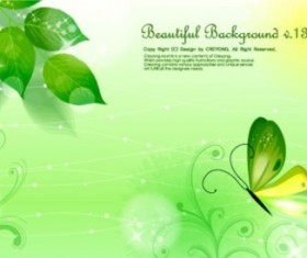 Green leaves and butterfly beautiful background vector