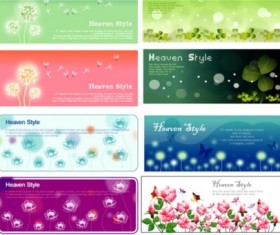 Bright plants banner vector set