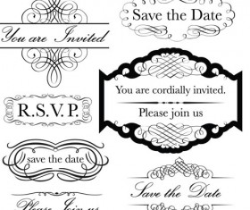 Black Labels with ornaments vintage vectors 04
