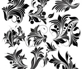 Black Floral Ornaments Elements vector 01
