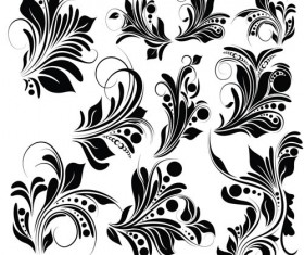 Black Floral Ornaments Elements vector 02