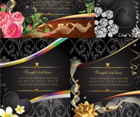 Bright flower card vector set