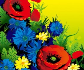 Bright flowers background vector
