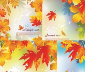 Shiny maple leaf background vector set