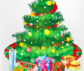 Christmas Tree and Gift Boxes Vector Graphic