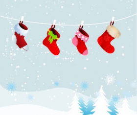 Christmas retro stockings vector