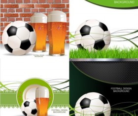 Creative football with beer design background vector