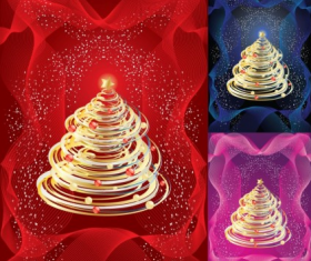 Abstract Gold Christmas Tree vector material