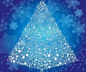 Christmas Tree with Snowflake Art vectors material
