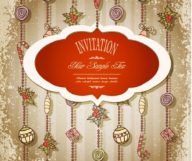 christmas label  with ornaments vintage vector