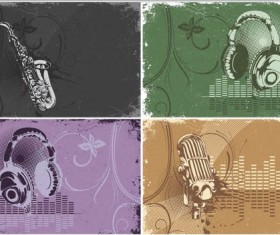 Music retro styles vector material
