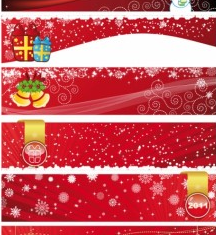 Red christmas banners  vector set