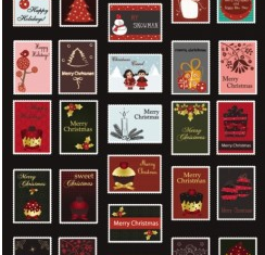 Vintage christmas ornaments stamp vector