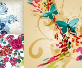 Butterflies with grunge background vector