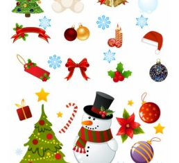 Cartoon christmas ornaments vectors illustration