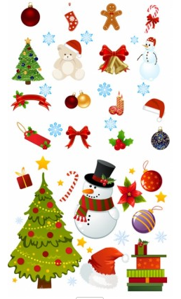 Download Cartoon Christmas Ornaments Vectors Illustration Free Download SVG Cut Files