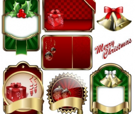 christmas badge shield label  vector material