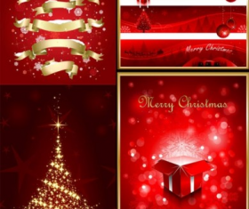christmas red elements poster  vector graphics