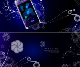 Colorful fantasy mobile phone background set vector