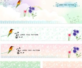 Dream flower with bird banner and pattern vector
