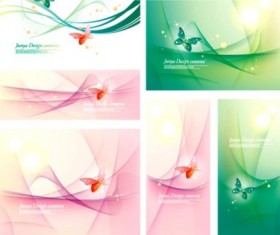 butterfly abstract cards shiny vector set
