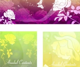Vintage rose dark background with banners vector