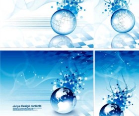 Blue crystal globe business card with background vector