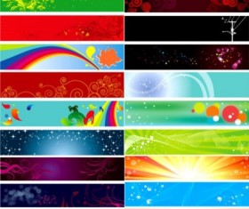 Bright banner colorful vectors set