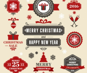 christmas labels set vector material