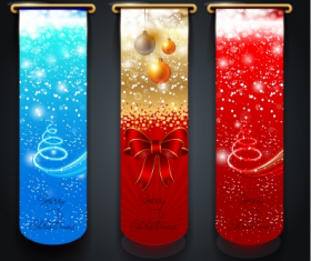 Merry christmas banner vector set