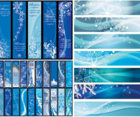 Blue christmas banners vector material
