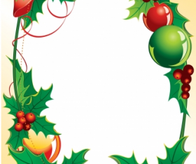Christmas holly frame vector