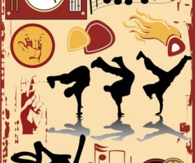 Breakdance with music vintage vectors