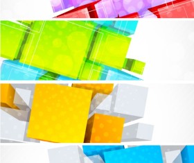 Colored 3D banners vectors set
