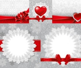 Elegant ribbon cards with lace vector