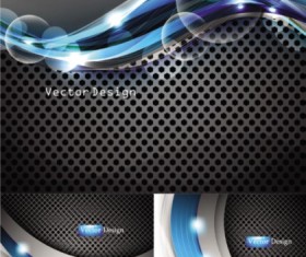 technology with metal background set vector