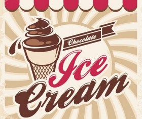 Chocolate ice cream vintage poster vector