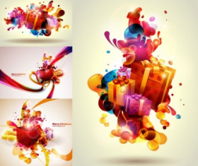 Abstract elements with christmas gift set vector