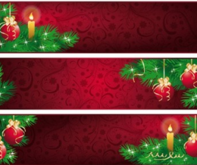 christmas  candle with red banner vector design