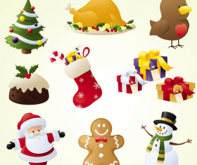Cute Christmas Icons set vector