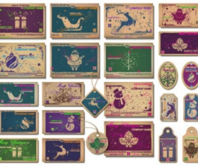 christmas cards with tags retro vector