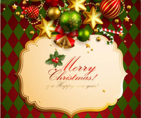 Christmas frame with baubles background vector