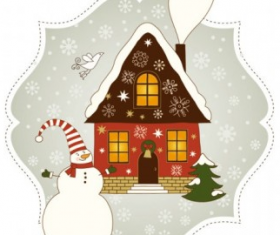 Christmas house greeting card vector